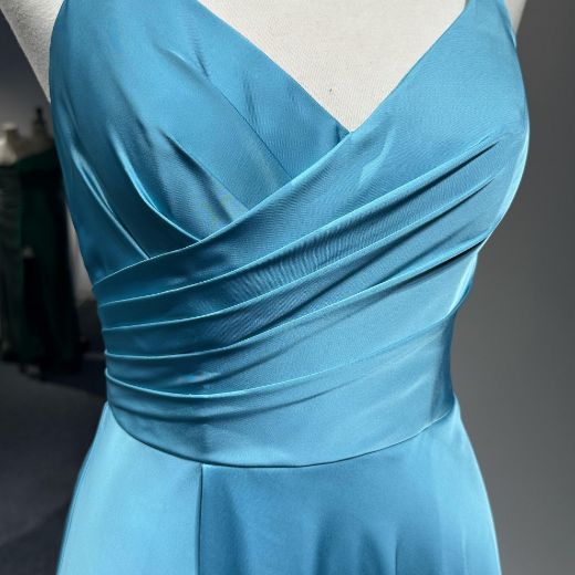 Picture of A-Line V-Neck Long Dress Satin Formal Simple Design