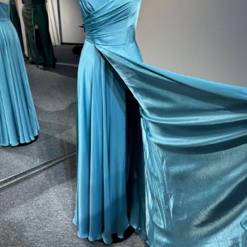 Picture of A-Line V-Neck Long Dress Satin Formal Simple Design