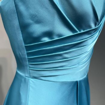 Picture of A-Line V-Neck Long Dress Satin Formal Simple Design