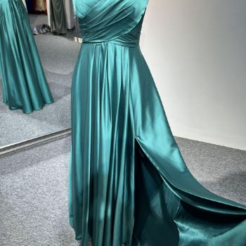 Picture of A-Line Criss-Cross Back Double Spaghetti Straps Floor-Length Satin Evening Dress Simple