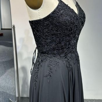 Picture of A-Line Sweetheart Neckline Lace-Up Open Back Floor-Length Chiffon Formal Occasions Lace Embroidery