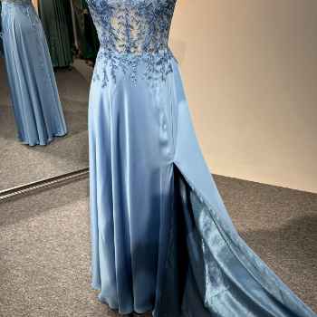 Picture of A-Line Sleeveless Floor-length Chiffon Evening Events Lace Embroidery