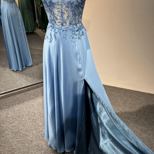 Picture of A-Line Sleeveless Floor-length Chiffon Evening Events Lace Embroidery