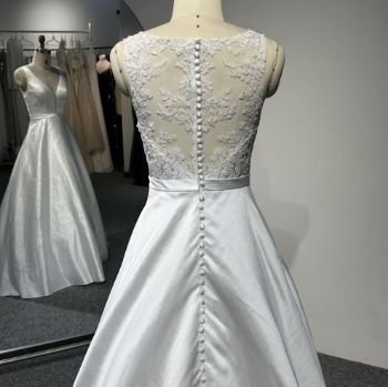 Picture of A-Line Wide Straps Floor-Length Train Chiffon Wedding Embroidery