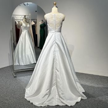 Picture of A-Line Wide Straps Floor-Length Train Chiffon Wedding Embroidery