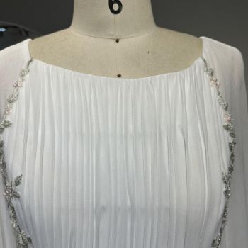 Picture of Straight Boat Neckline Train Chiffon Wedding Embroidery