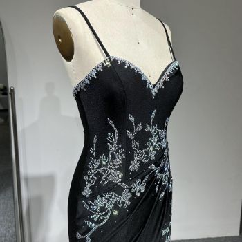 Picture of A-Line Sweetheart Neck Floral Embroidery High Leg Split Evening Gown