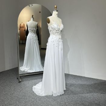 Picture of A-Line Floor-Length Floral Embroidery Chiffon Bridesmaid Dress