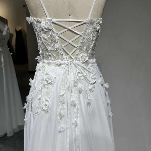 Picture of A-Line Floor-Length Floral Embroidery Chiffon Bridesmaid Dress