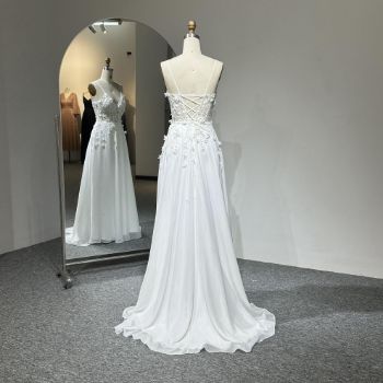 Picture of A-Line Floor-Length Floral Embroidery Chiffon Bridesmaid Dress