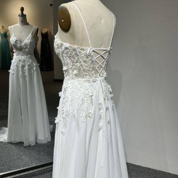 Picture of A-Line Floor-Length Floral Embroidery Chiffon Bridesmaid Dress