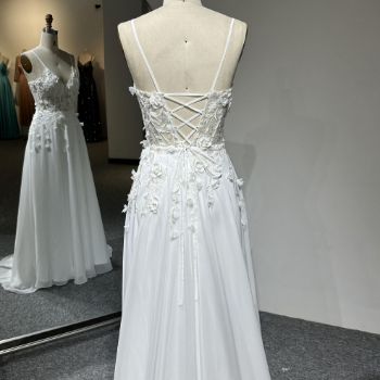 Picture of A-Line Floor-Length Floral Embroidery Chiffon Bridesmaid Dress