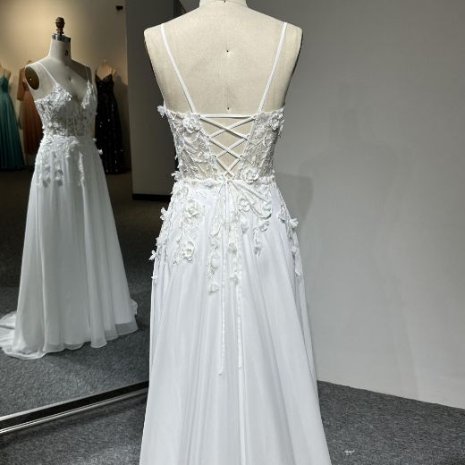 Picture of A-Line Floor-Length Floral Embroidery Chiffon Bridesmaid Dress