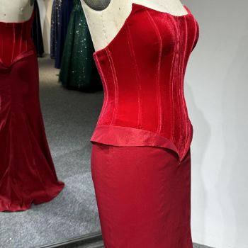 Picture of Mermaid Train Backless Bone Velvet and Taffeta Fabric Fashion Show