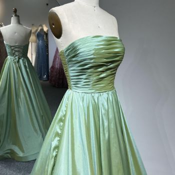 Picture of A-Line Floor-Length Cross Back  Pleats Satin Quinceanera Dresses