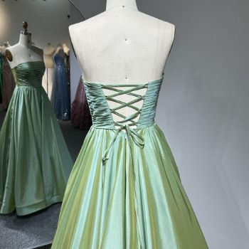 Picture of A-Line Floor-Length Cross Back  Pleats Satin Quinceanera Dresses