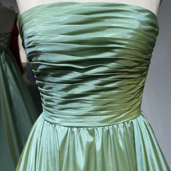 Picture of A-Line Floor-Length Cross Back  Pleats Satin Quinceanera Dresses