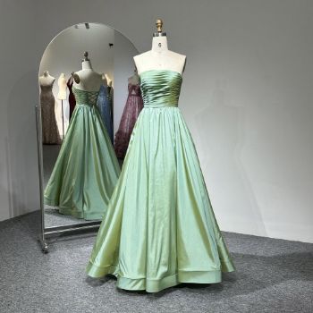 Picture of A-Line Floor-Length Cross Back  Pleats Satin Quinceanera Dresses