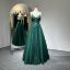Picture of A-Line V-Neck Cross Back Floral Embroidery Tulle Bridesmaid Dress
