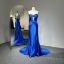 Picture of Long Train Keyhole Boning Gathered Shiny Satin Formal Dress