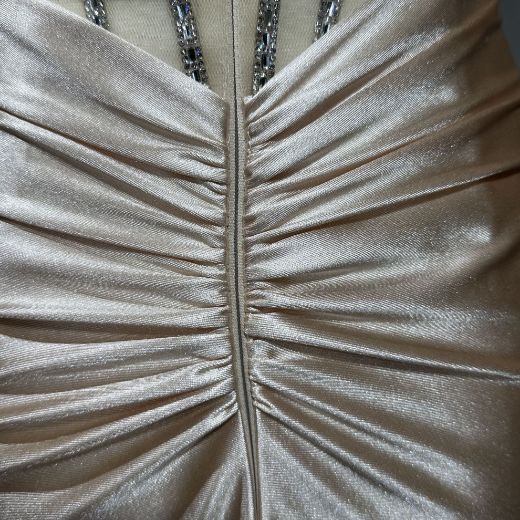Picture of Mermaid Train Sweetheart Neckline Bone Floral Embroidery Backless Gathered Satin Formal Dress