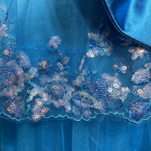 Picture of A Line Sweetheart Neck Bone Bowknot Sequin Mesh Fabric Layer Skirt