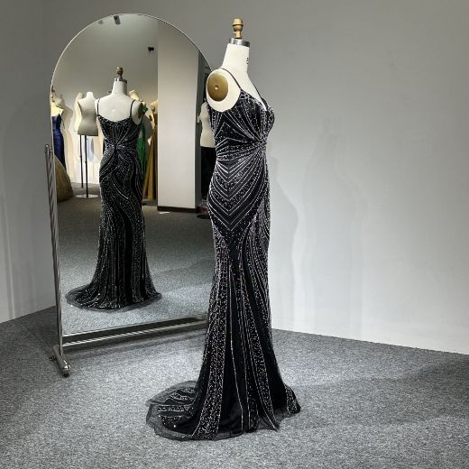Picture of Mermaid Thin Straps Sweetheart Neck Sequins Beads Mesh Fabric Formal Dress