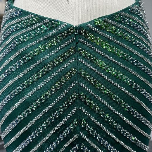 Picture of Mermaid Spaghetti Straps V Neck Cut-Out Back Tulle Fabric Formal Dress