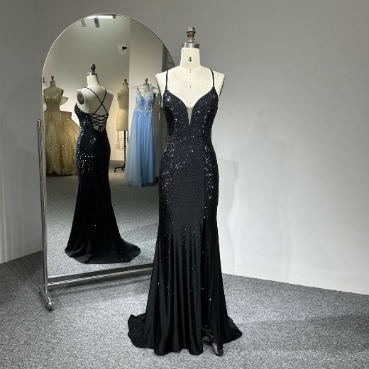 black style of this evening dress