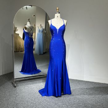 blue style of this evening dress